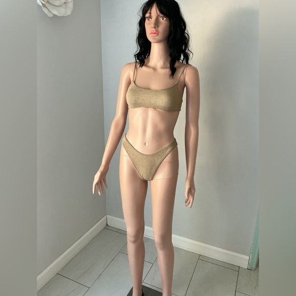 LA Hearts by PacSun Gold California Lurex Sporty Bikini Bottom - Picture 4 of 13